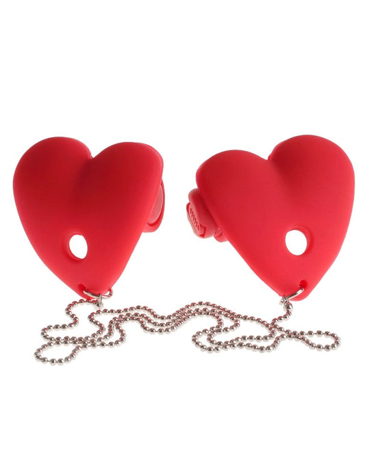 FFS Vibrating Heart Pasties Red - - Breast and Nipple Toys