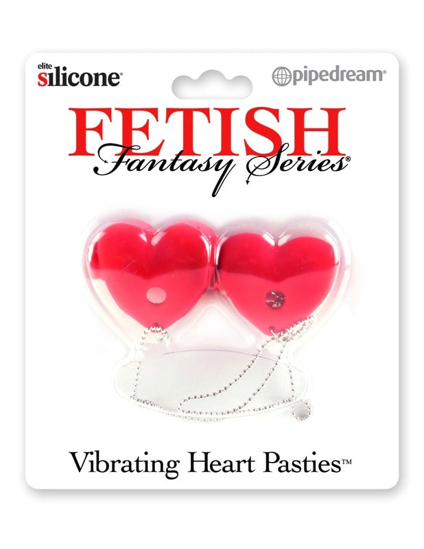 FFS Vibrating Heart Pasties Red - - Breast and Nipple Toys