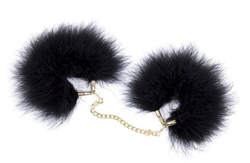 Fur Cuffs with Golden Chain - - Collars And Cuffs