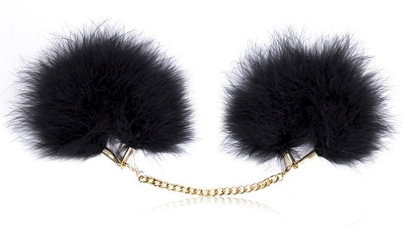 Fur Cuffs with Golden Chain - - Collars And Cuffs