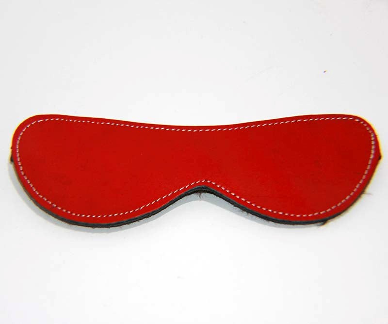 Fur Lined Leather Blindfold Red - - Fancy Dress Ups