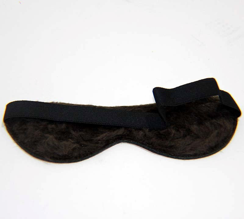 Fur Lined Leather Blindfold Red - - Fancy Dress Ups