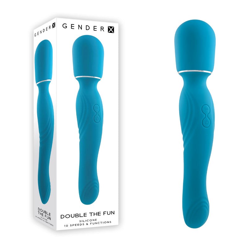 Gender X DOUBLE THE FUN Dual Ended Wand - Blue - - Body Wands