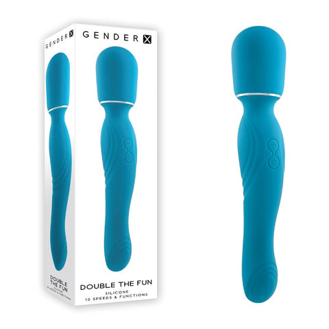 Gender X Double The Fun Dual Ended Wand Blue by Evolved - Body Wands