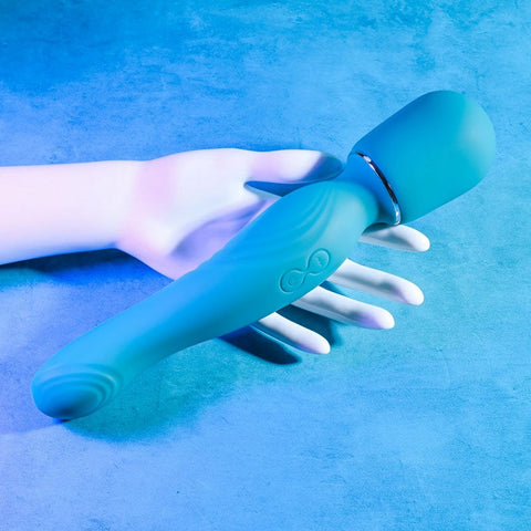 Gender X Double The Fun Dual Ended Wand Blue by Evolved - Body Wands