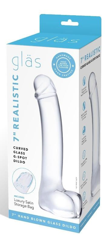 Glas Realistic Curved Glass G-Spot Dildo 7 inch - - Glass Sex Toys