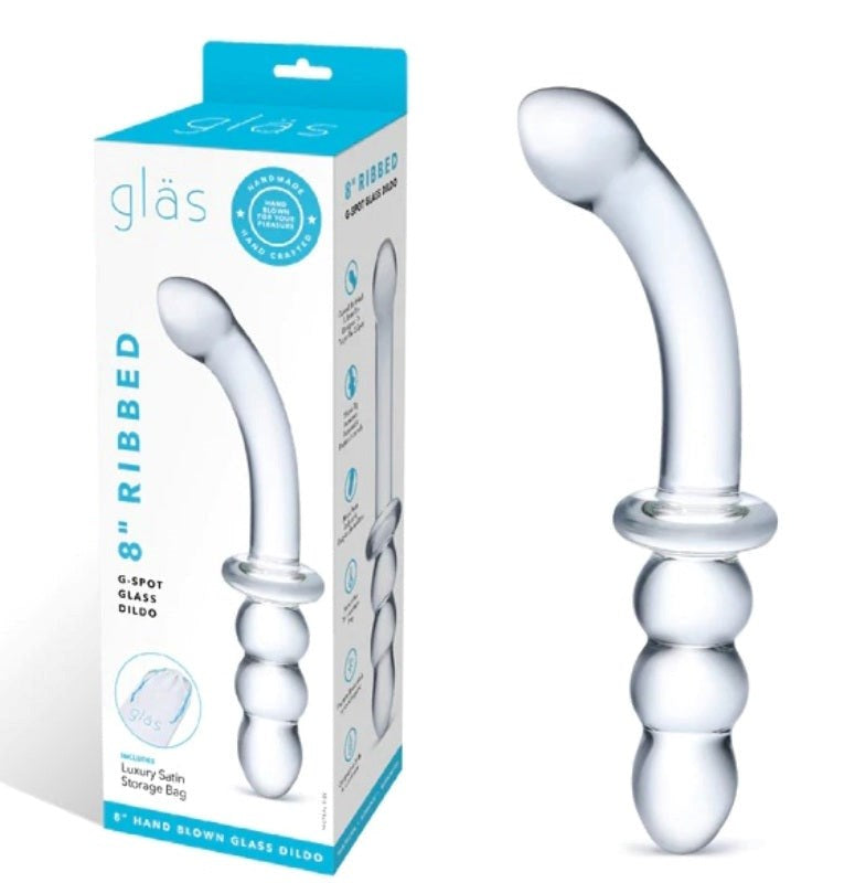 Glas Ribbed Glass G-Spot Dildo 8 inch - - Realistic Dildos