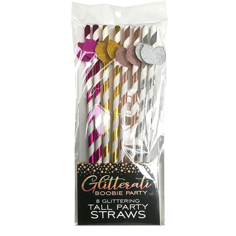 Glitterati Boobie Tall Party Straws Set of 8 Bachelorette - Bachelorette and Bucks