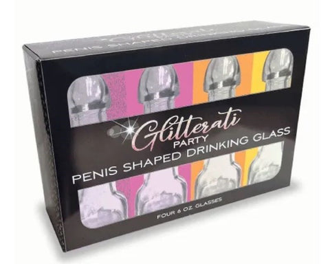 Glitterati Penis Drinking Glasses 4 Pack by Little Genie - Party Gifts and Novelties