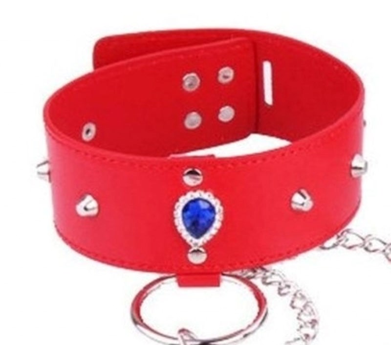 Heart Neck Collar & Lead in Red - - Fancy Dress Ups