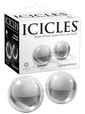 Icicles Medium Hand Blown Glass Ben-Wa Balls - - Personal Massagers