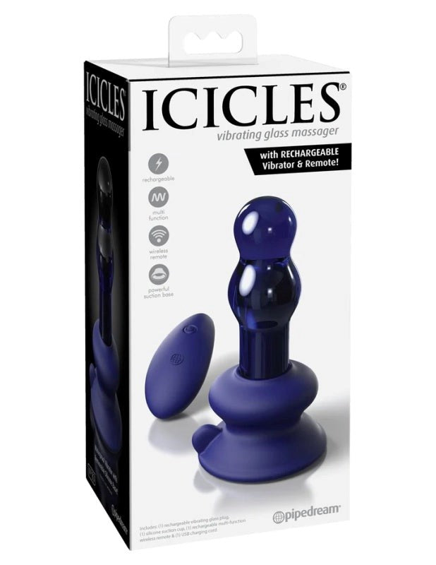 Icicles No 83 With Rechargeable Vibrator and Remote - - Glass Sex Toys