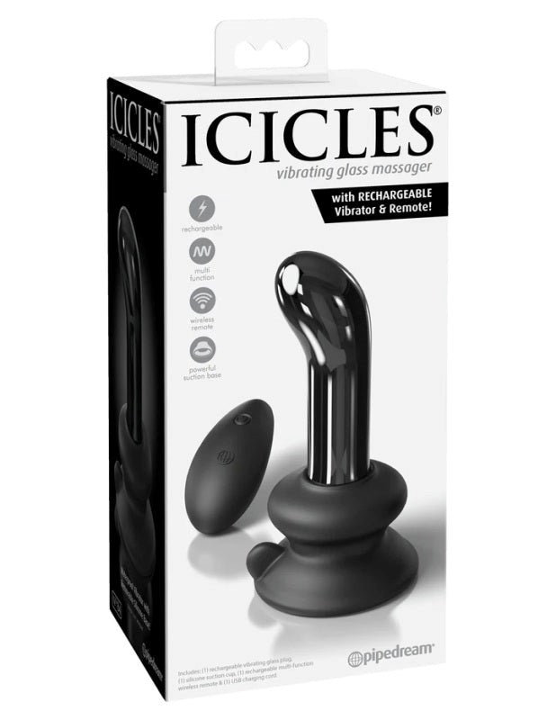 Icicles No 84 With Rechargeable Vibrator and Remote - - Glass Sex Toys