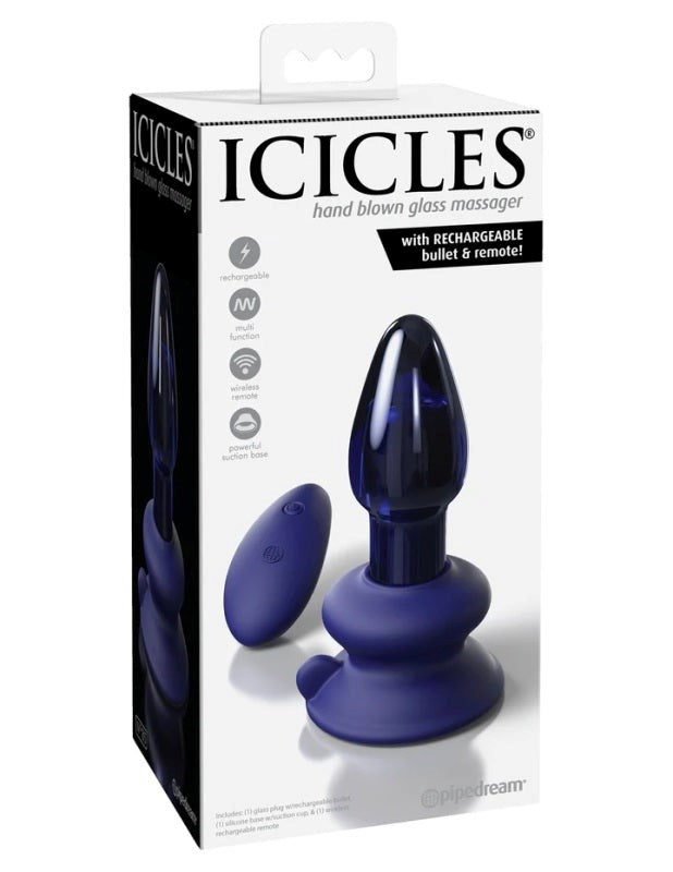 Icicles No 85 With Rechargeable Vibrator and Remote - - Glass Sex Toys