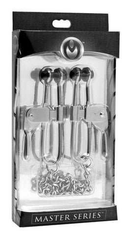 Intensity Nipple Press Clamps With Chain by XR Brands - Nipple and Clit Clamps