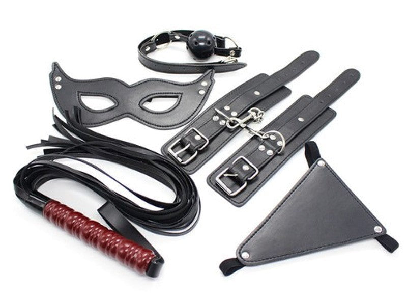 Intermediate Faux Leather Bondage Kit 5 piece - - Bondage Kits