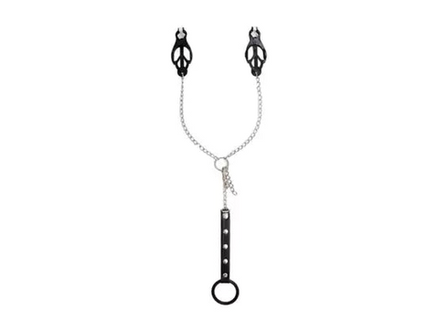Japanese Clover Clamps With Cock Ring Set by BDStyle - Breast and Nipple Toys