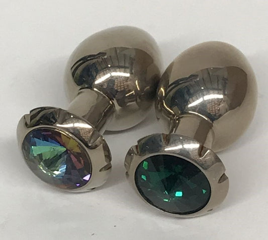 Jewelled Lotus Metal Butt Plug Small Rainbow - - Steel Sex Toys