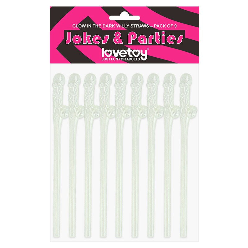 Jokes + Parties Glowing Willy Straws - 9 Pack - - Sex Games, Coupons and Tricks