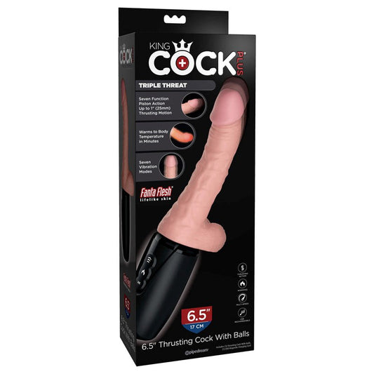 King Cock + 6.5 Inch 3D Thrusting Cock - - Vibrating Dildos