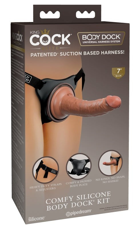 King Cock Elite Comfy Silicone Body Dock Kit - - Realistic Dildos