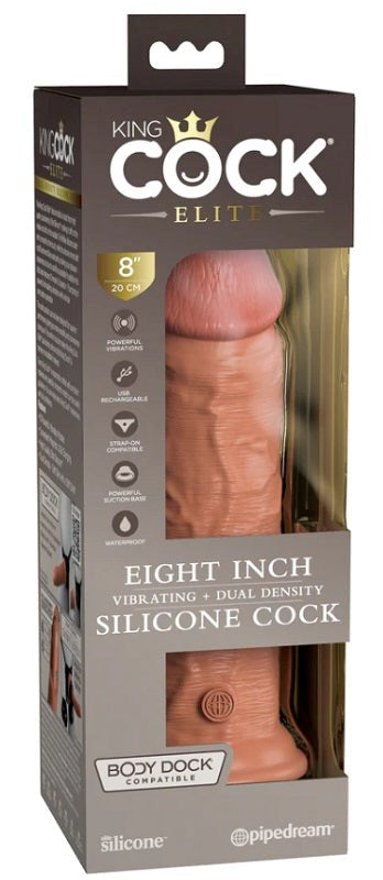 King Cock Elite Vibrating Dual Density Silicone Cock Tan - - Realistic Dildos