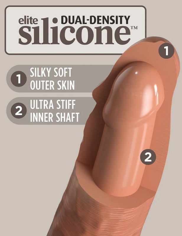 King Cock Elite Vibrating Dual Density Silicone Cock Tan - - Realistic Dildos