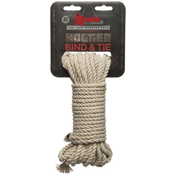 Kink Bind And Tie Hemp Bondage Rope Natural 50 Feet - - Collars And Cuffs