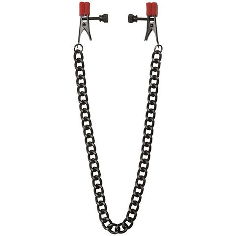 Kink Chain Nipple Clips With Heavy Chain And Silicone Tips - Nipple and Clit Clamps