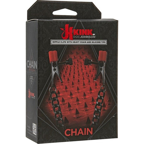 Kink Chain Nipple Clips With Heavy Chain And Silicone Tips - Nipple and Clit Clamps