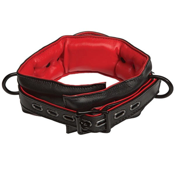 Kink Leather Handlers Collar Black and Red - - Collars And Cuffs