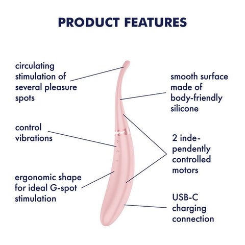 Tip Tease USB Rechargeable Vibrator with Twirling Tip - G-Spot Vibrators