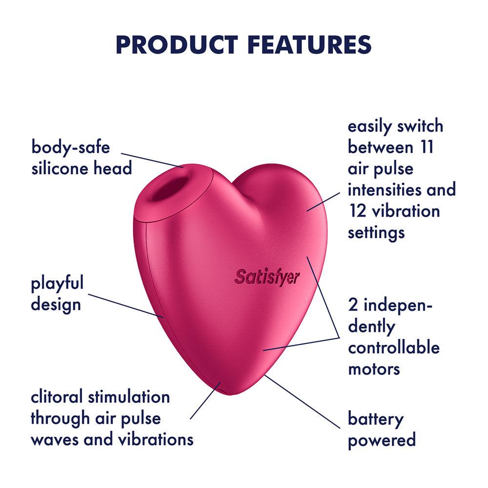 Satisfyer Cutie Heart Battery Operated Air Pulse Clit Vibe - Clit Ticklers and Pulsators