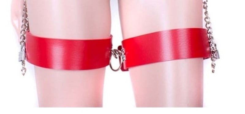 KookieLeather Wrist and Thigh Restraints Red - - Cuffs And Restraints