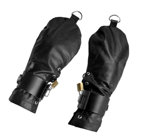 Lace Up Leather Mitts with Wrist Cuffs by BDStyle - Cuffs and Restraints