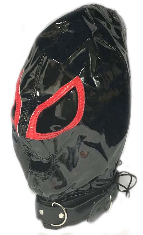 Ladies Red & Black Bondage Hood - - Bondage Hoods