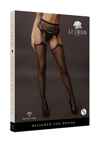 Le Désir Suspender Rhinestone Pantyhose by Shots Toys - Hosiery