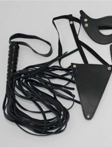 Leather Masters Set Mask G-String Gag And Cuffs - Bondage Kits
