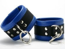 Leather Wrist Restraints in Blue by Hell's Couture - Cuffs and Restraints