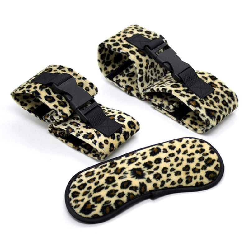 Leopard Beginner Lovers Soft 3 piece Kit - - Cuffs And Restraints