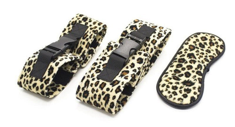 Leopard Beginner Lovers Soft 3 piece Kit - - Cuffs And Restraints