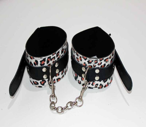 Leopard Print Leather Ankle Restraints by Hell's Couture - Cuffs and Restraints