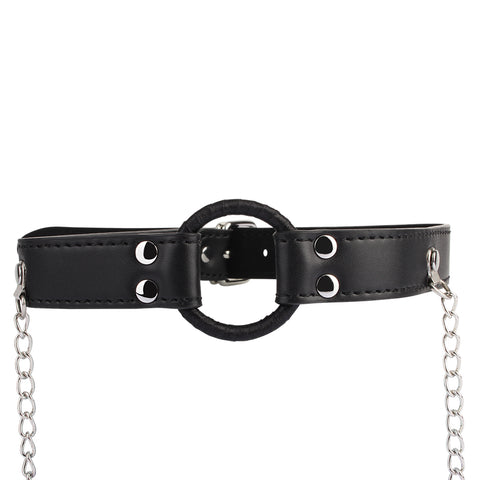 Breathable O-ring Gag with Nipple Clamps by Chisa - Bondage Gags and Bits