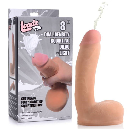 Loadz 8'' Dual Density Squirting Dildo - Flesh - - Realistic Dildos