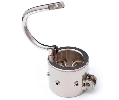 Locking Spiked Ball Splitter by Hell's Couture - Steel Sex Toys