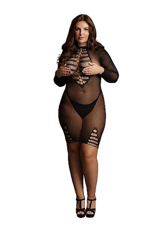 Long Sleeve Fishnet Dress - - Bras and Bra Sets