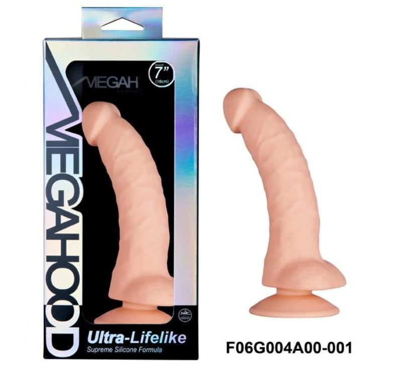 Megahood Ultra-Lifelike Supreme Silicone 7 inch Curved Dong - - Realistic Dildos