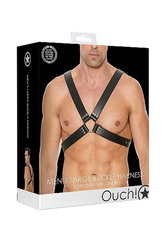 Mens Large Buckle Harness One Size Black by Shots Toys - Cuffs and Restraints