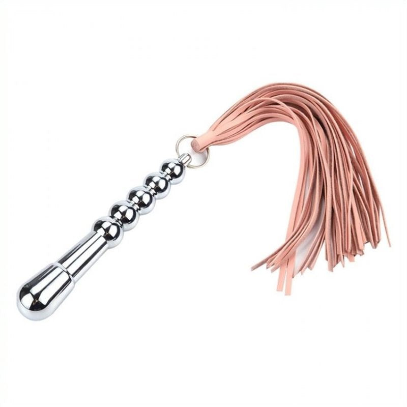 Metal Dildo Handle with Leather Whip - - Whips And Crops