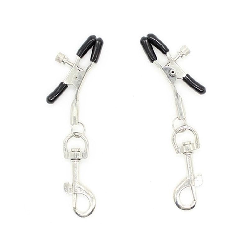 Metal Nipple Clamp With Leash Clips - - Breast and Nipple Toys